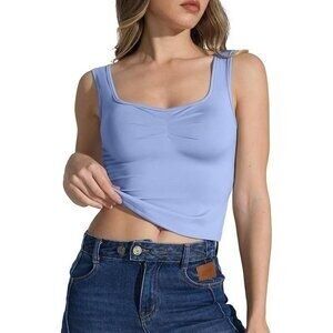 Women's Sleeveless Crop Tank Top with Sweetheart Neckline Small